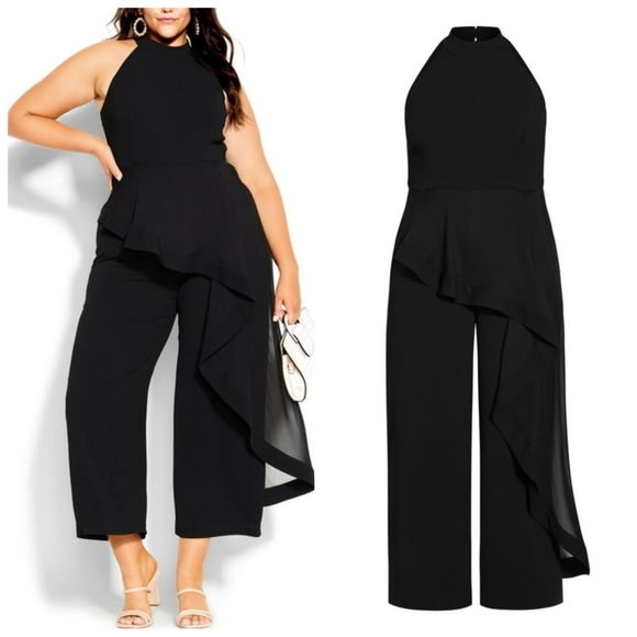 City Chic Plus Size Class Halter Jumpsuit | Black | Size M | NWT - Picture 1 of 8